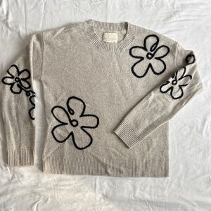 Cynthia Rowley Gray Sweater with Black Floral Design